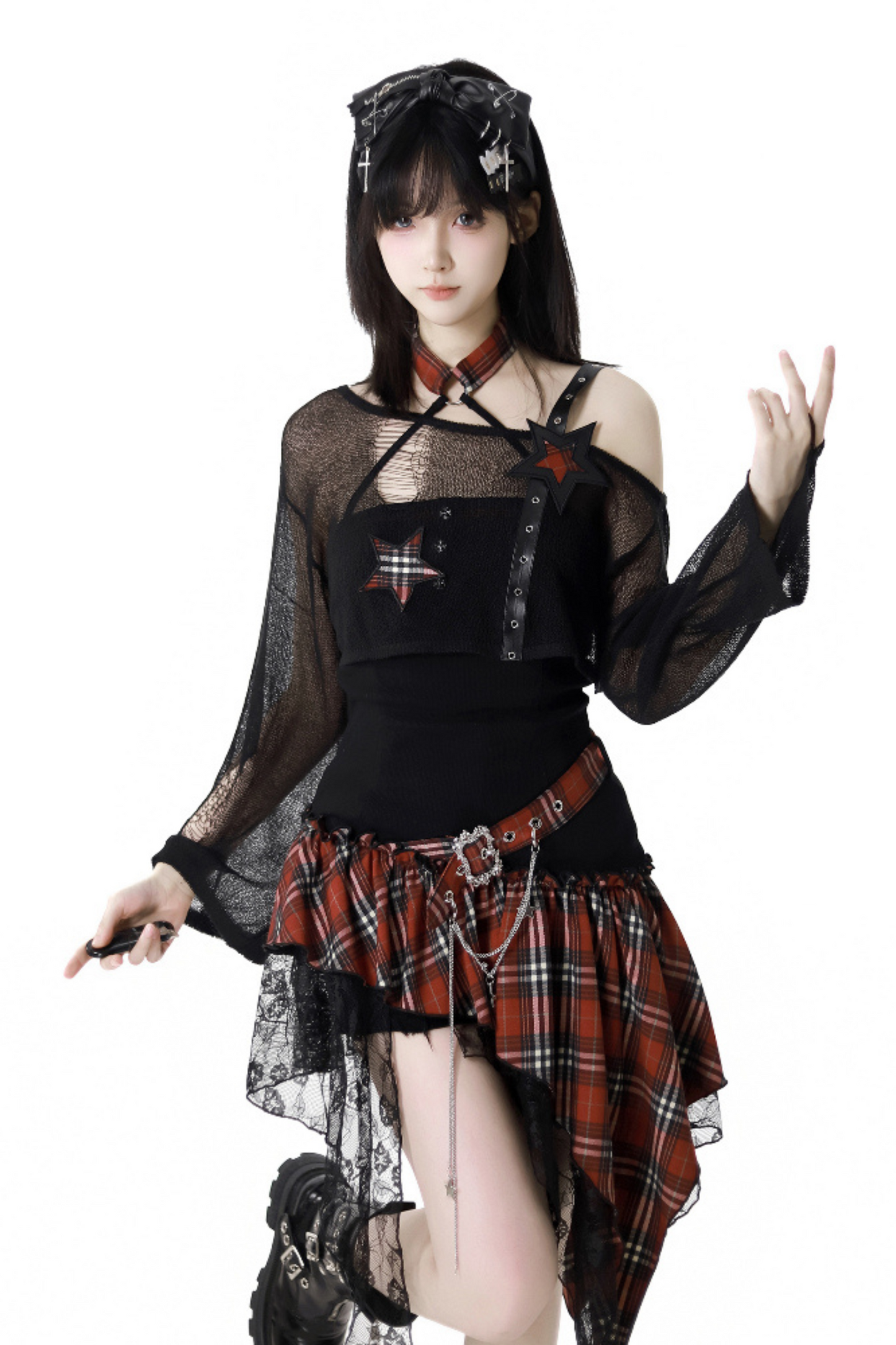 Chic Shoulder Rock Short One Dress + Shorts Top Check