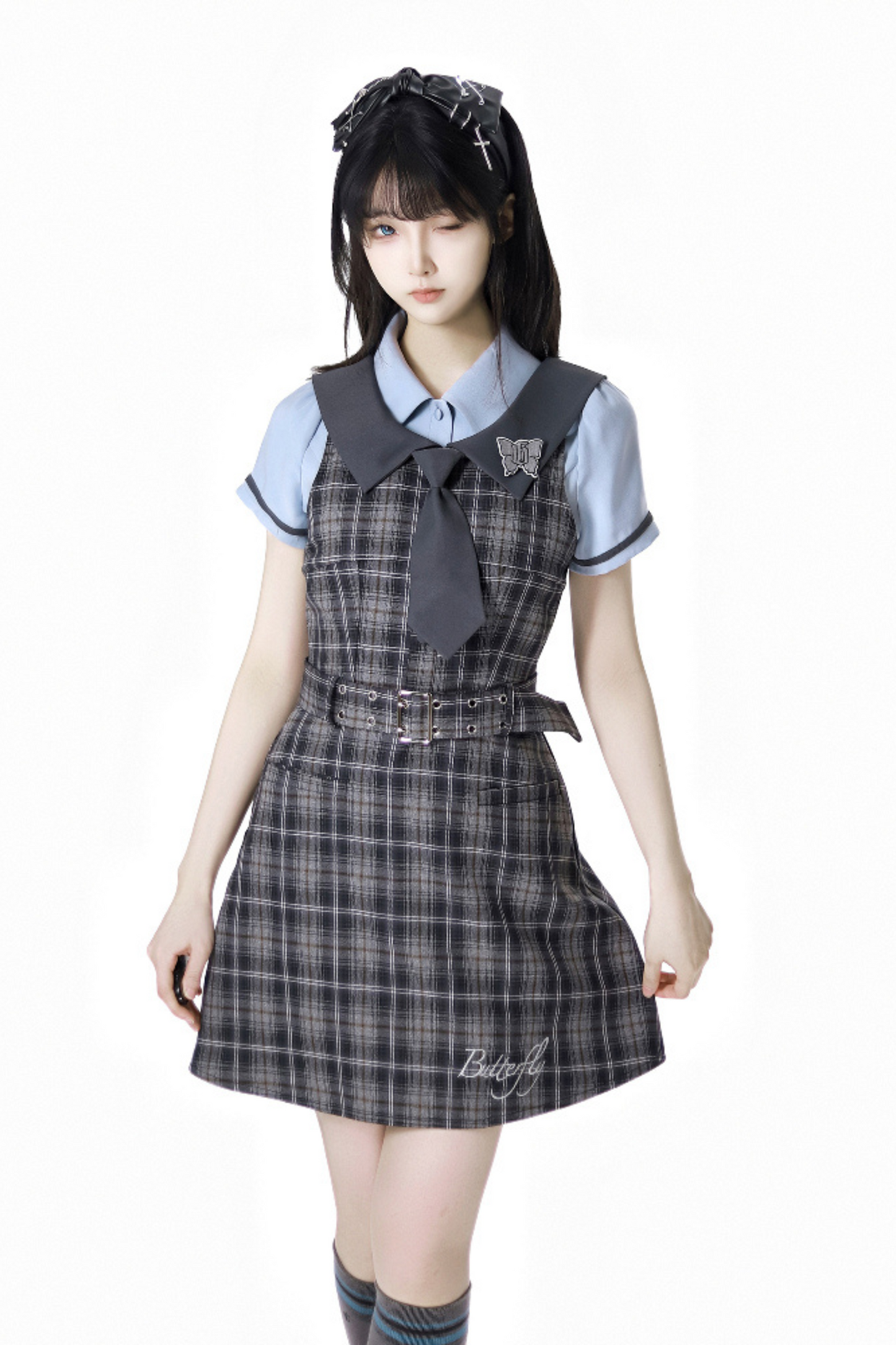+ College short suspender dress bshirt skirt