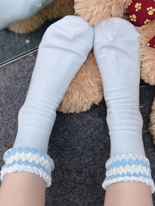 Calf Red/Yellow/Blue/White Lolita Socks