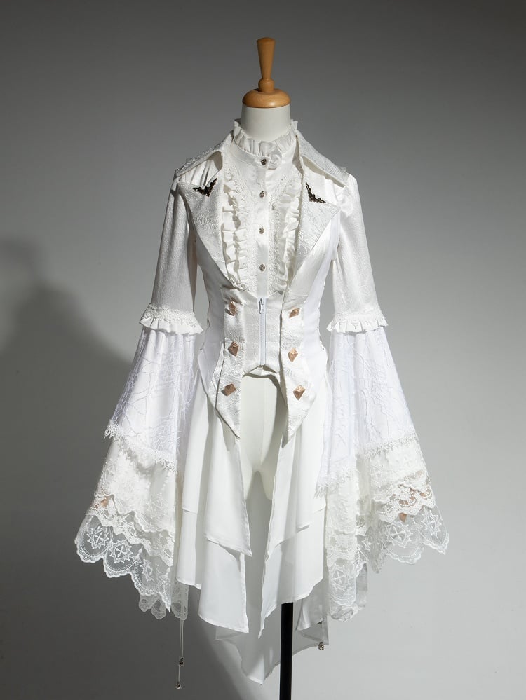 Ouji All Waistcoat Bell White Shirt Tail - Long + Gothic Set Fashion Lolita Sleeves