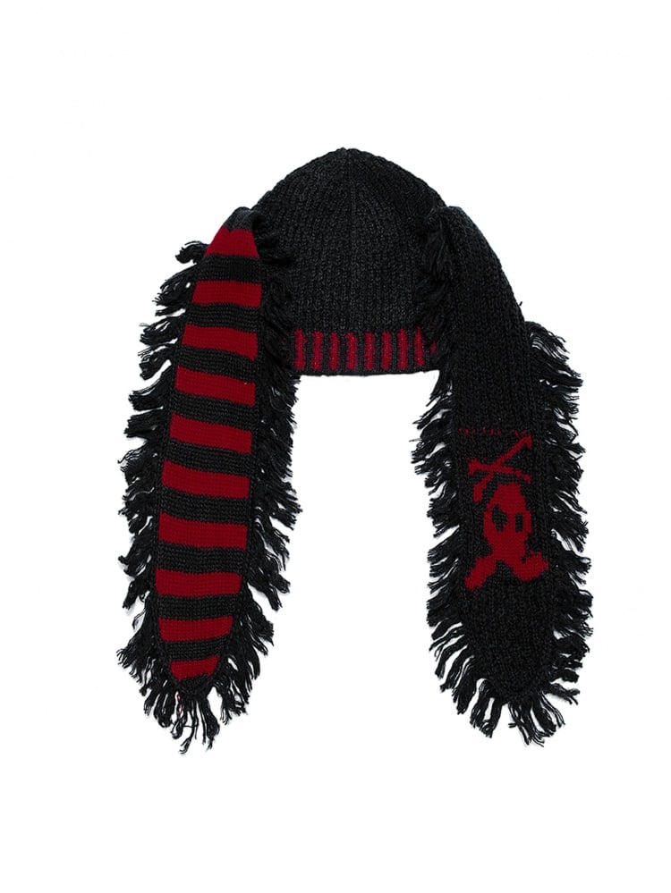 Punk-Hasenohren-Strickmütze