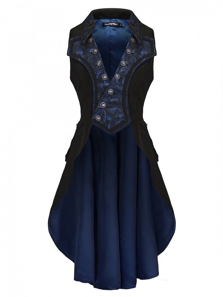 Lange Lolita Blau Ouji Mode Schwarz Aristokrat Weste Dunkel und