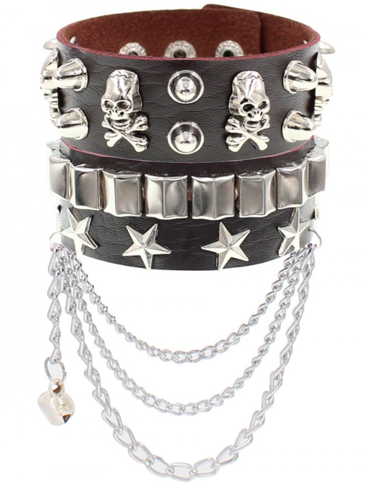 Punk-Armband mit Skelett- und Sterndetail