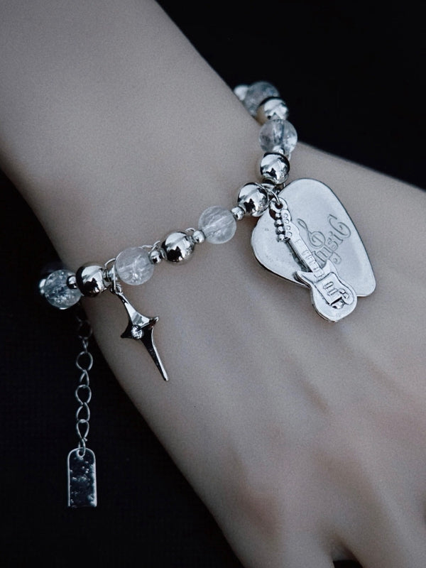 Handgemachtes Gitarrenplektrum-Charm-Punk-Perlenarmband