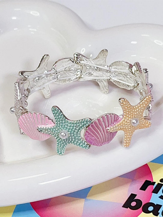 Bangle Y2K Decorated Starfish And Shell Beaded Colorful