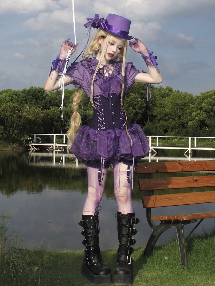 Shorts High Lolita Waist Gothic Super Corset Purple