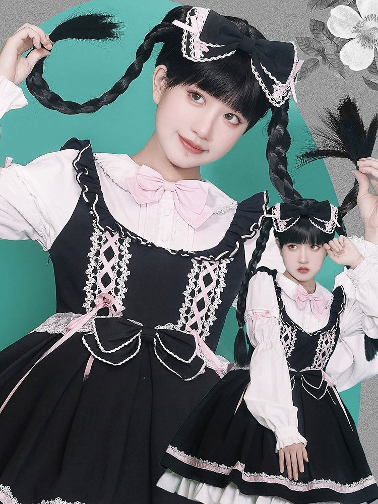 Braided Short Bangs Wig + Ponytail Black 55CM Claw 30CM Clips Full Straight Double With
