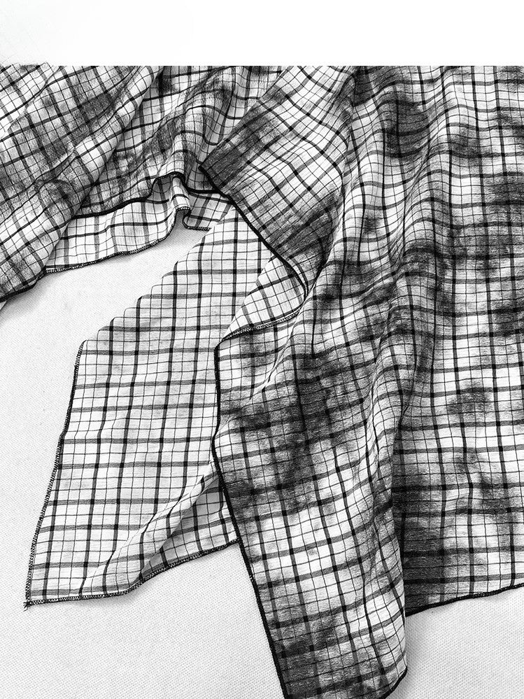 Plaid Handkerchief BlackWhite Y2K Pattern Skirt Hem