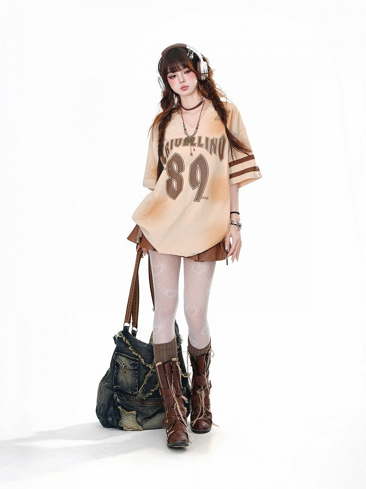 Mini Skirt Waist Box Pleat PU Brown High