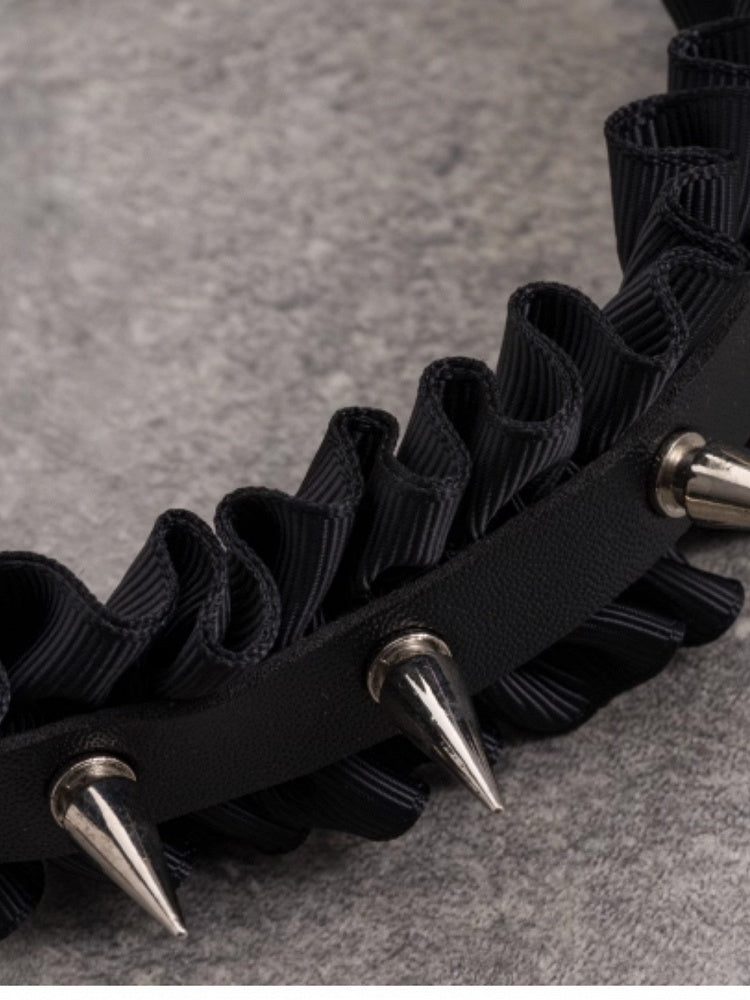 KC Trim Gothic Ruffle Black With Studs Design