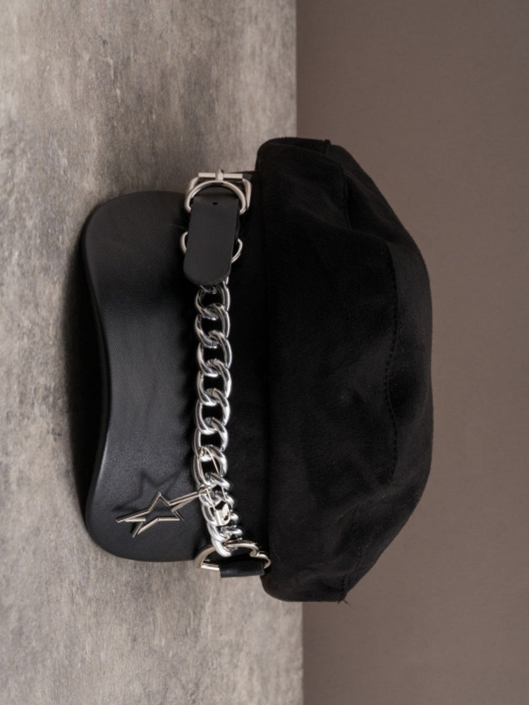 Hut-Stern-Herz-Charme mit schwarzer Design-Schnalle, Gothic-Barettkette