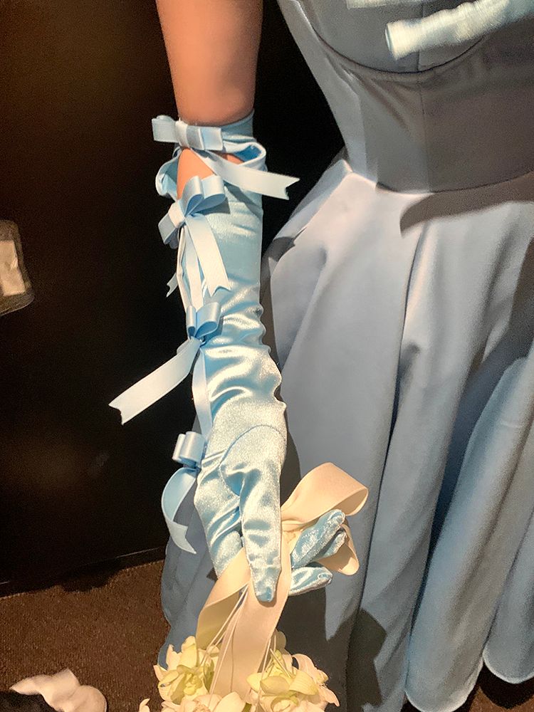 Blue Bowknot Gloves Vintage