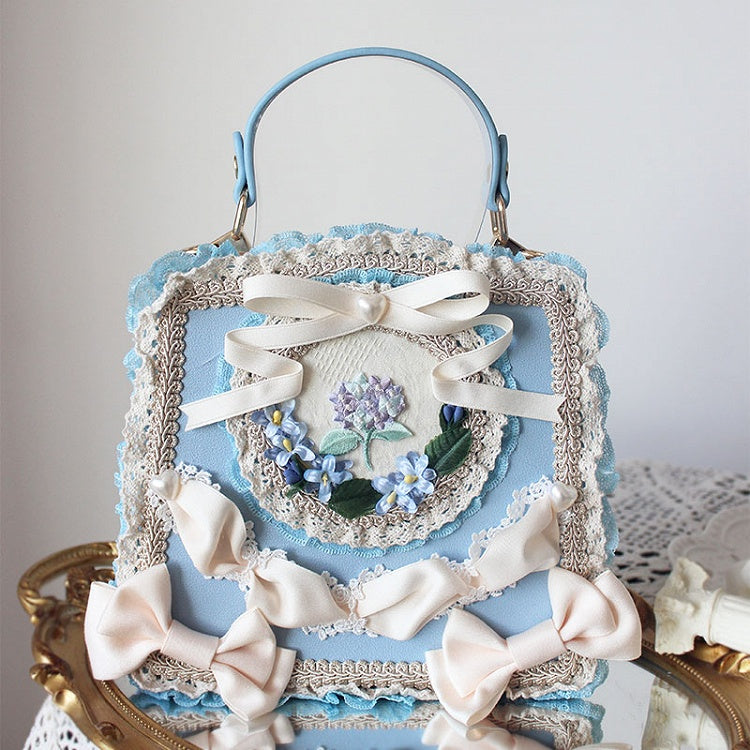 Lace Lolita Adorned Handbag and with Bows – Options Flower 9 Ribbon Color Elegant Classic