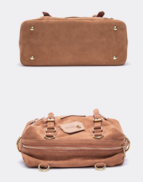 Belt Accents Vintage Brown 2-Way Backpack With