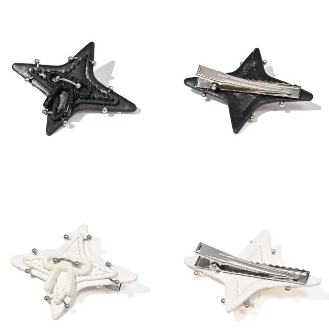 Black/White Star-shaped Punk Hairclip
