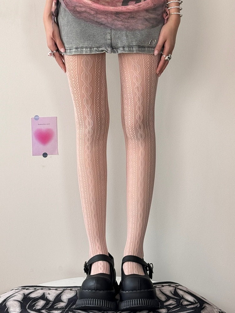 Hollow-out Purple/Brown/Pink Y2K Tights