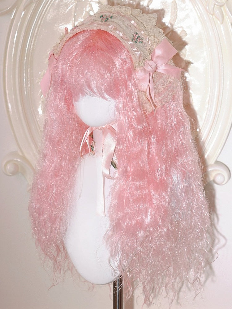70CM Length Wavy With Bangs Wig Pink/Red