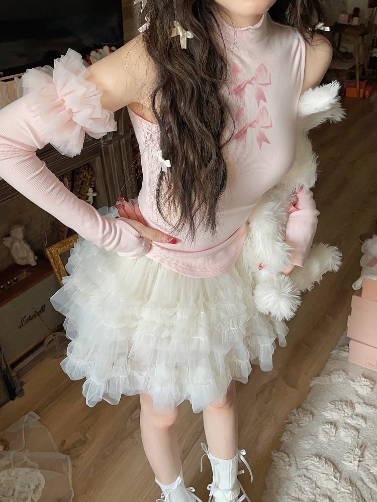 With Skirt Tiered Mini Tulle Shorts Lining White Puffy