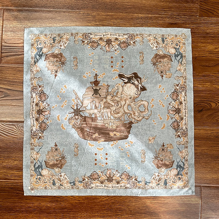 White Red Creamy Kerchief Blue /