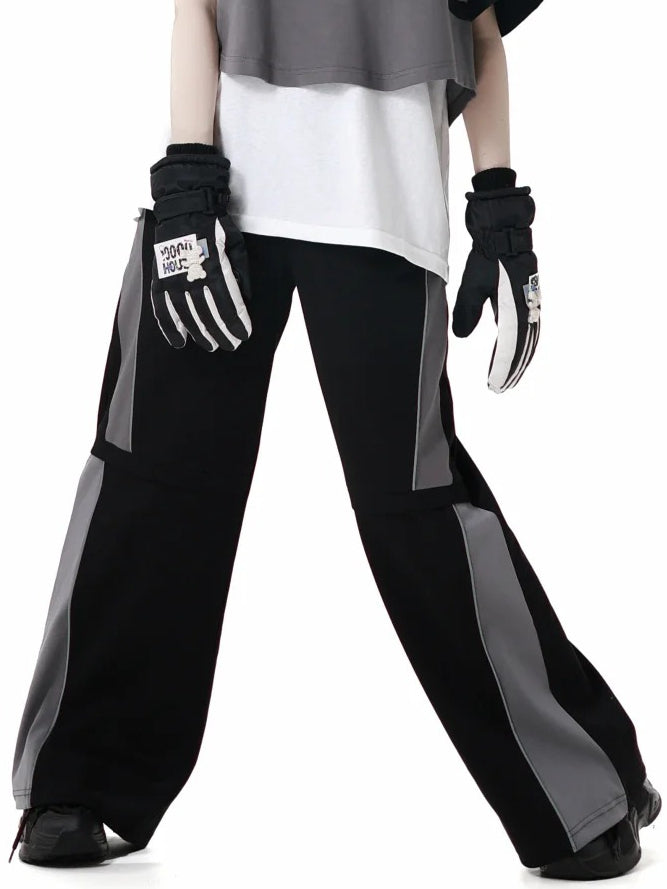 Pants Black Gray Colorblock Design Techwear Casual