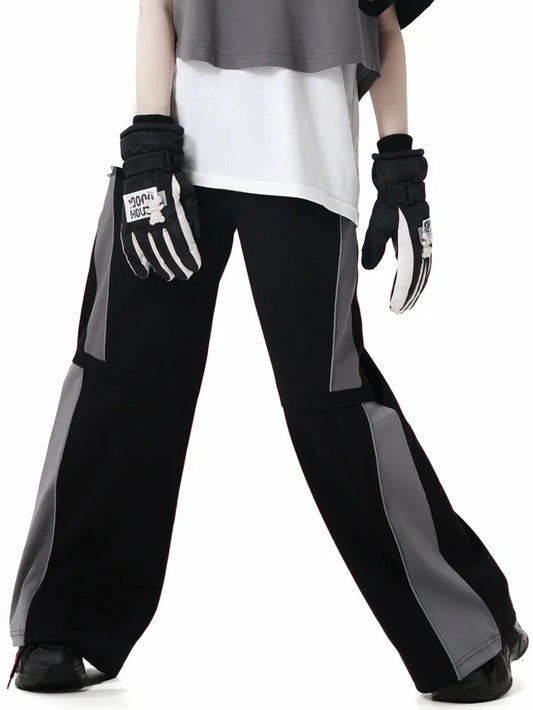 Pants Black  Gray Colorblock Design Techwear Casual
