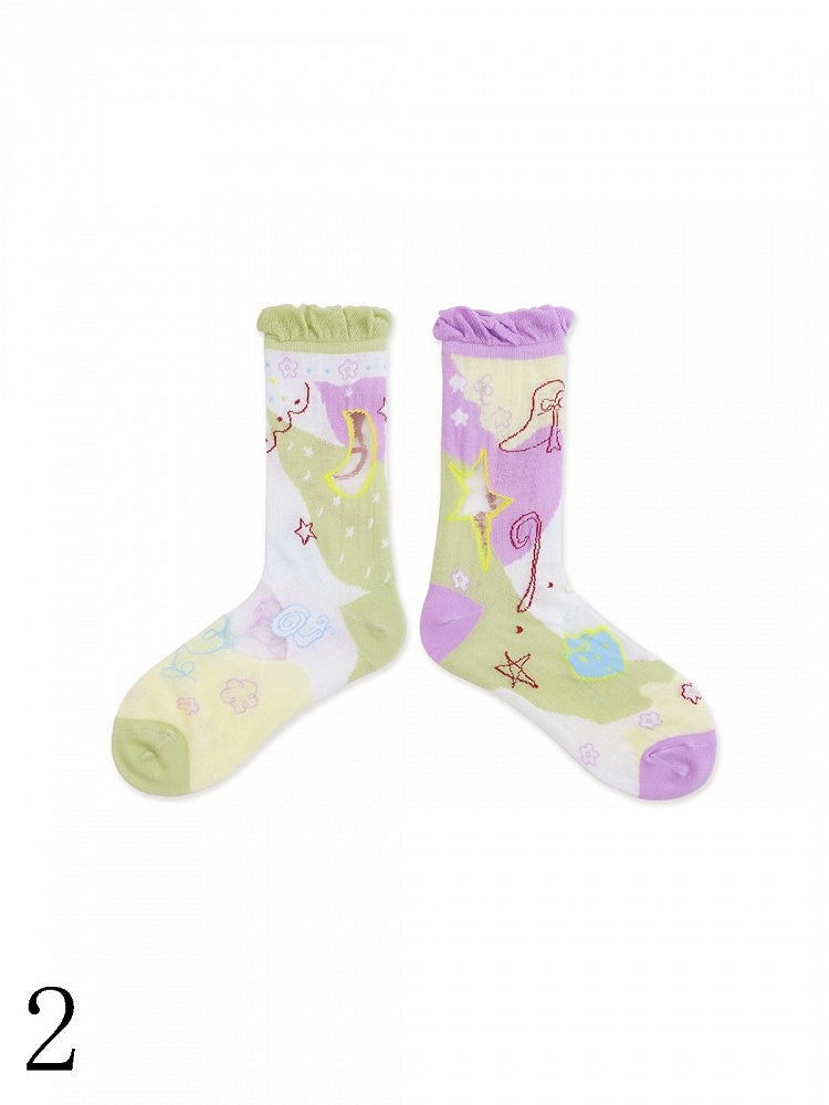 Cuff Options Colorful Lolita Sweet Socks Calf 4 Ruffled
