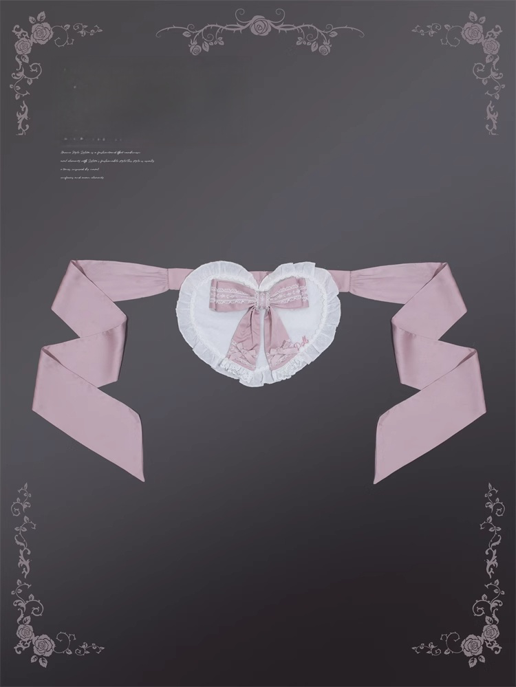 Decorated Self-tie Bow Sweet Lolita White Heart Apron and Pink
