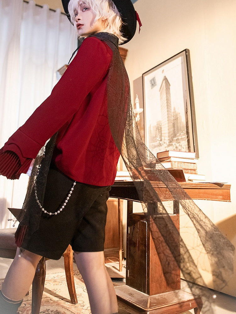 Prince Spider Web Ouji Lolita Gothic Black Shawl
