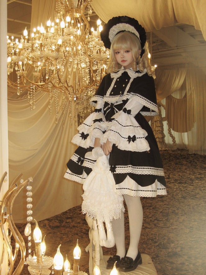 Decoration Black Bowknots White Peter Pan Collar Bell Sleeves Blouse