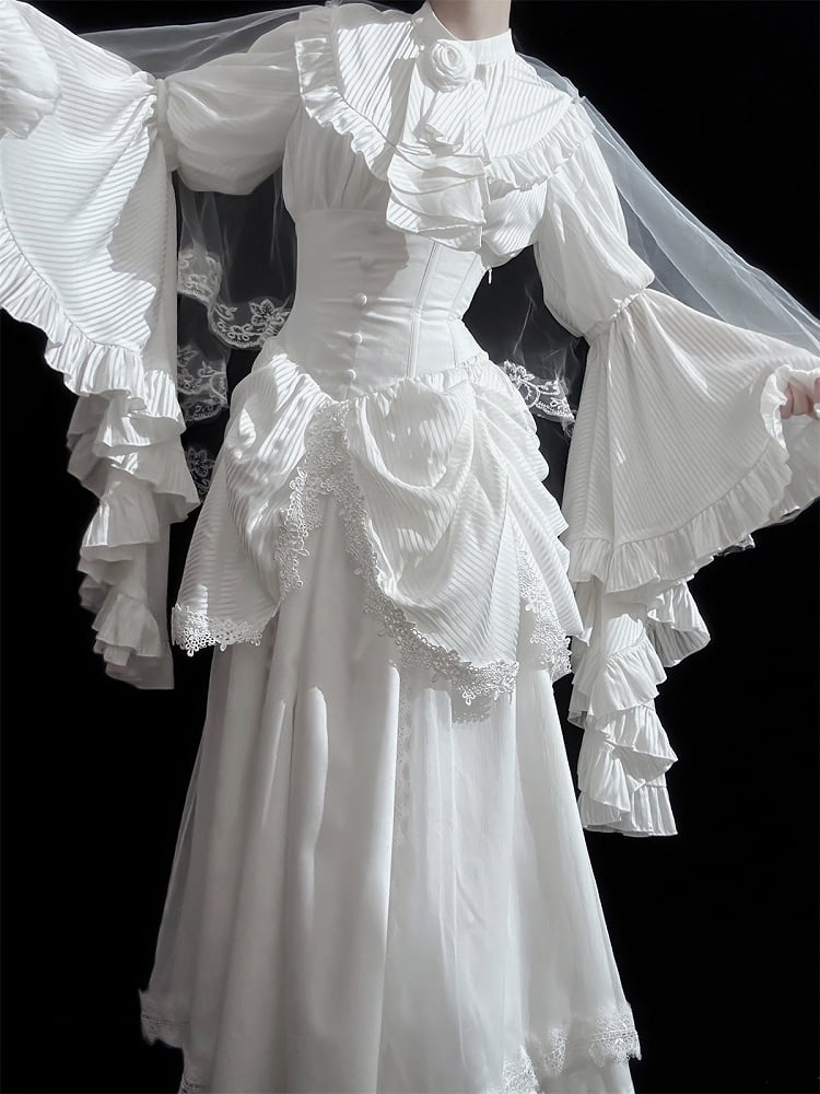 Bust Gothic Waist Under Lolita White Skirt Boned High Aristocrat Corset