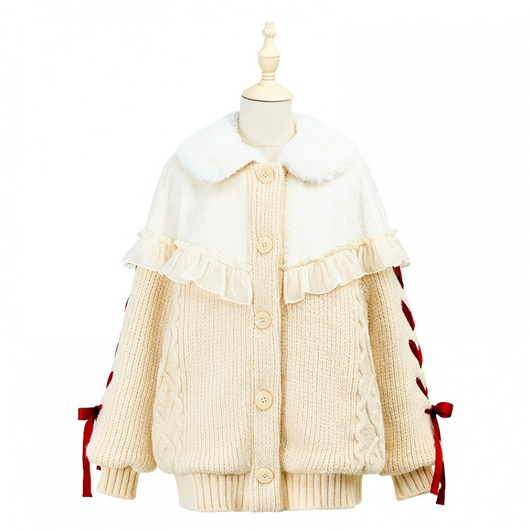 Plush Cardigan Creamy Winter White Cozy Collar Sweater