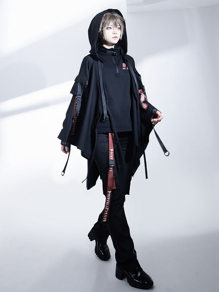 Cargo Futuristic Buckle Strap Lolita Techwear Ouji Pants Black