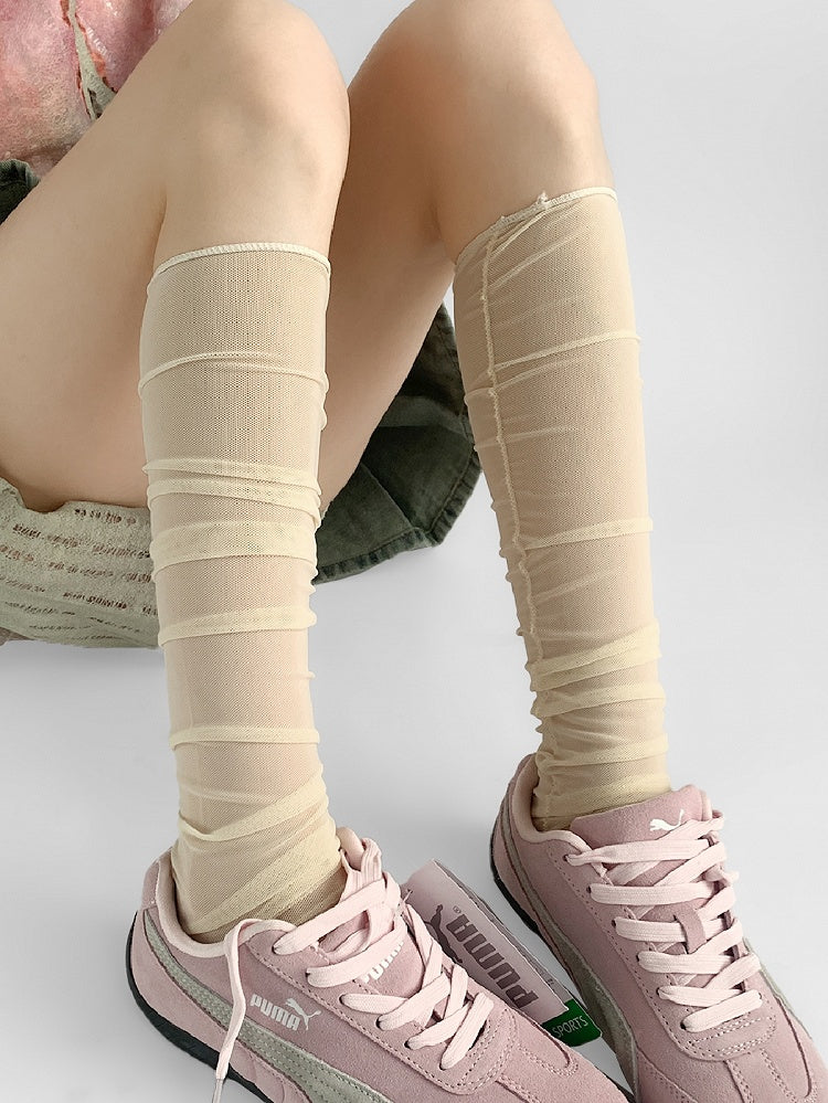 Under-Knee Beige/Pink/White/Nude Loose Stockings