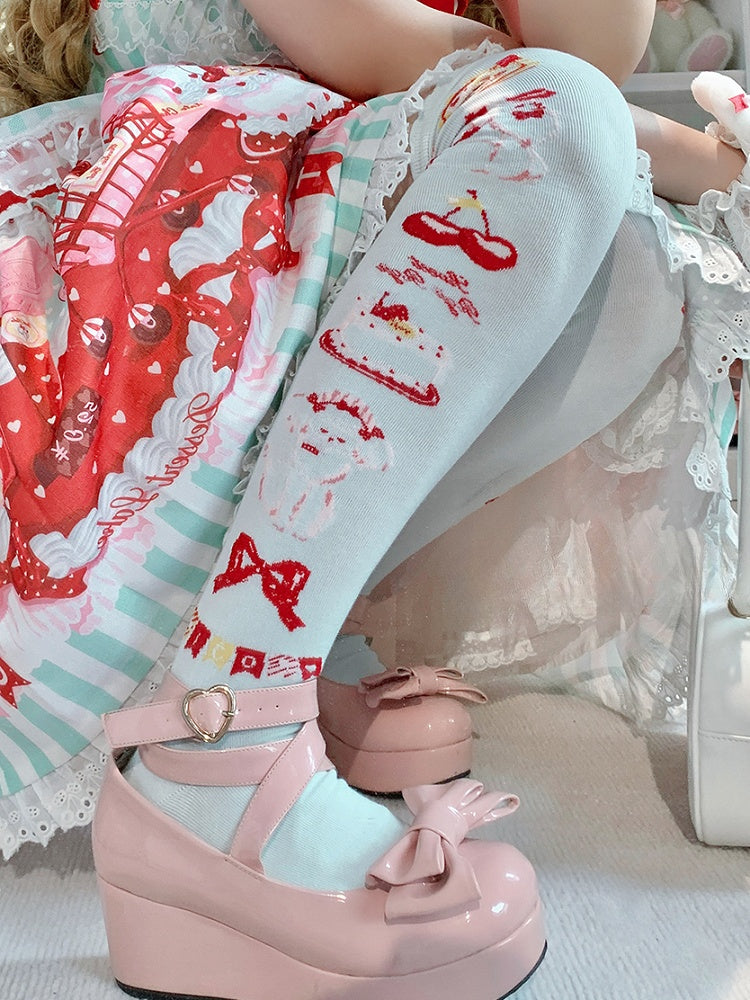 Süße Lolita-Overknee-Strümpfe mit Welpen-Print