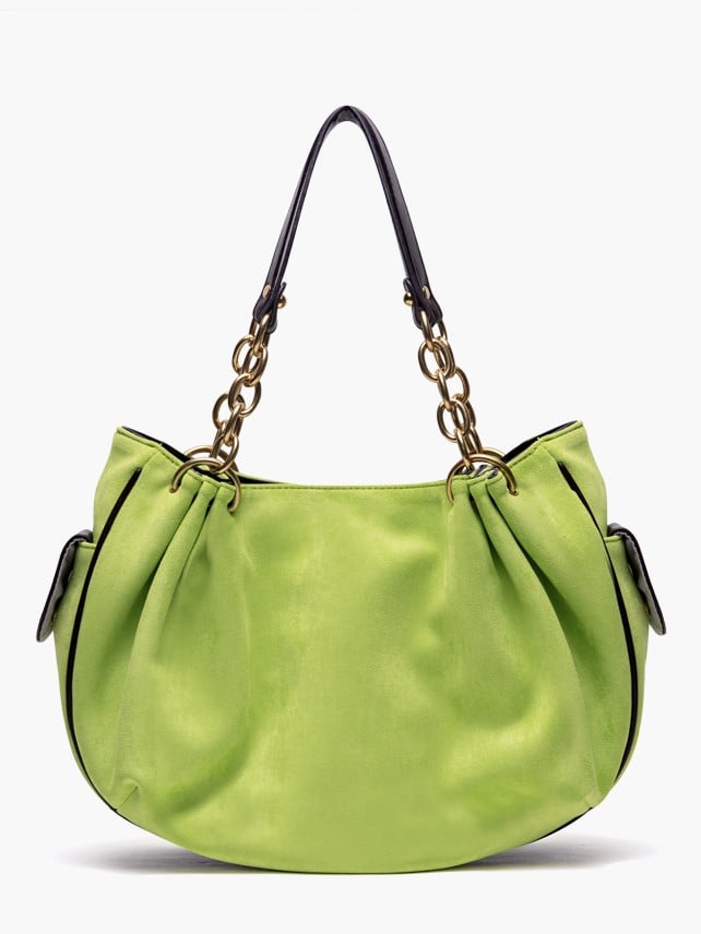 Vintage Green Gothic Lettering Embroidered Tote Bag with Chain Strap