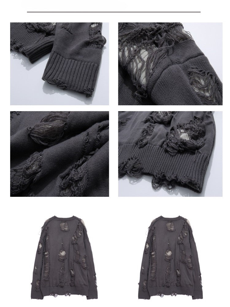 for Distressed Double-Sided Sweater: Detail Fall/Winter Black