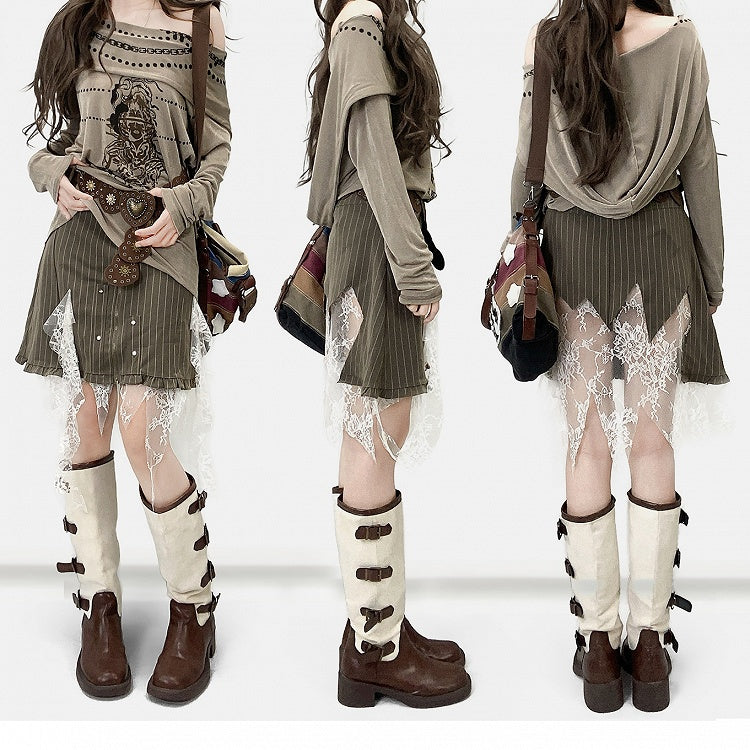 Cowl Print Khaki Fashion Design Hoodie Neckline Millard