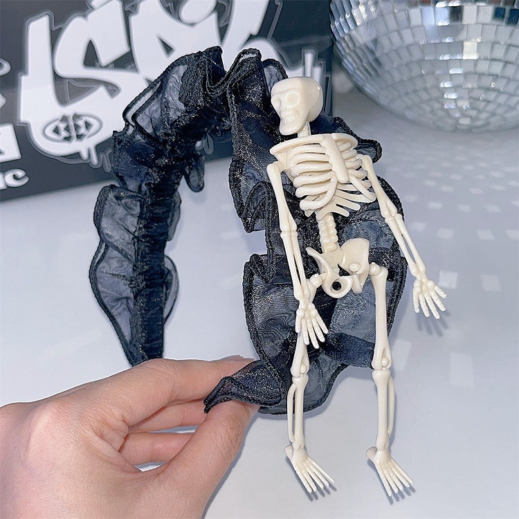 White/Black Halloween Skeleton Lace Trim KC