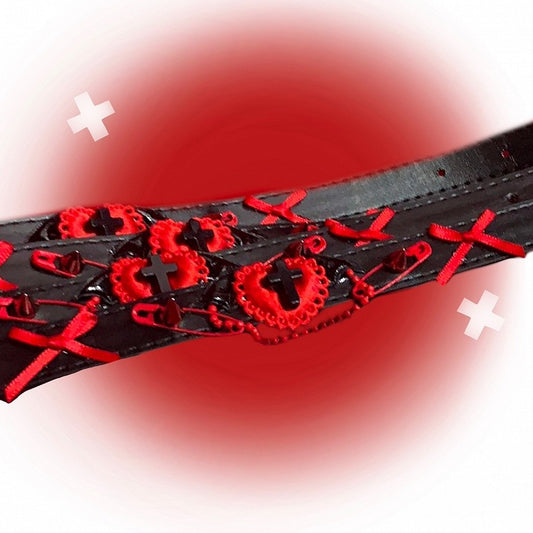 ブラックゴシックリボンハートクロスチョーカー