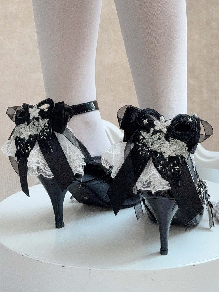 Style in Elegant Accents Heels Lolita with - Black Bow