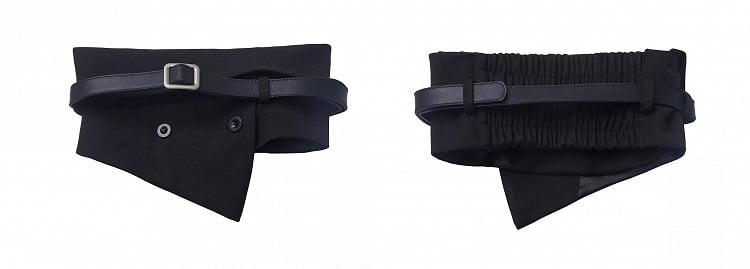 ダークグレーのノッチ付きスウェットシャツ(コルセット付き)