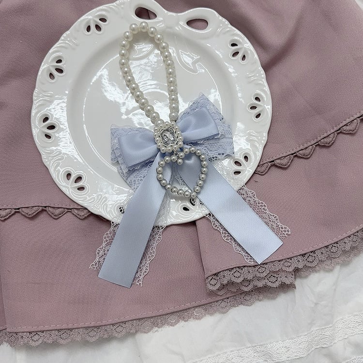 Jirai Kei Strasssteine verziert Perlen Herz Charm Bowknot Charm