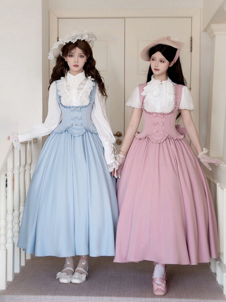 Classic Jumper Ruffle Bust Lolita Dress Under Trimming Skirt Edge Scalloped Elegant Blue