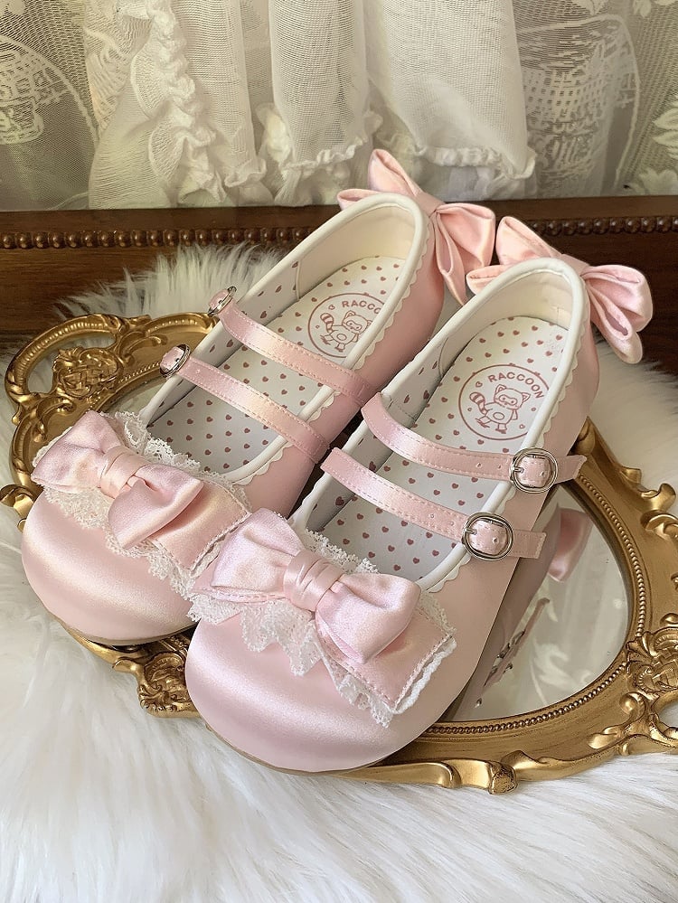 Pink Edging Ruffled Janes - Sweet Lolita Lace Mary