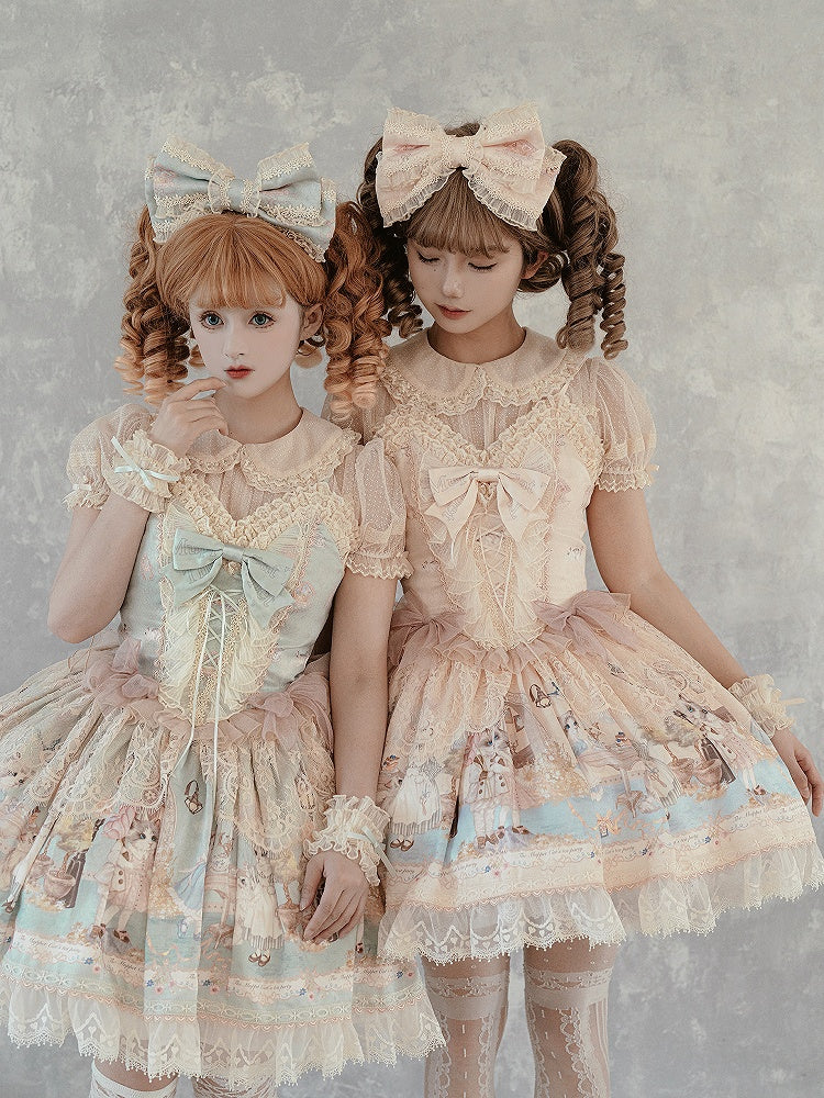 / Beige Pink Bowknot KC Mint Blue