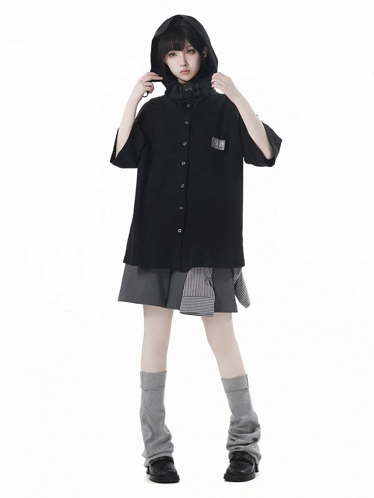 Hooded T-Shirt Techwear Black/Apricot
