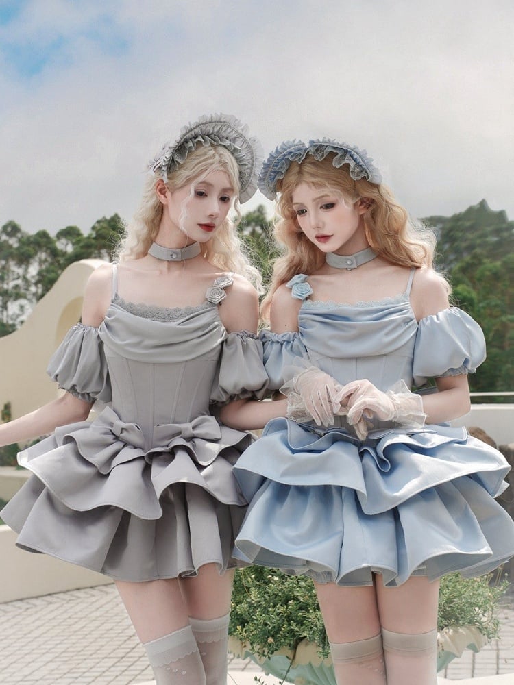 / Choker Beige Gray Blue