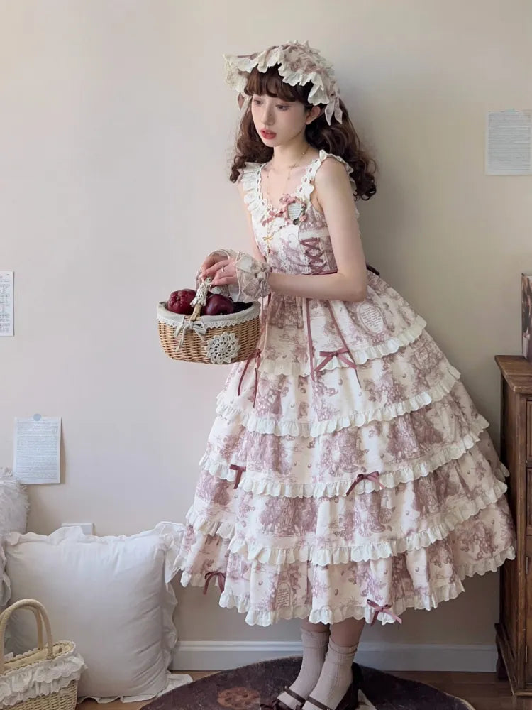 Print Changeable Detachable Lolita Dress Length Dusty Purple Grapes Hem