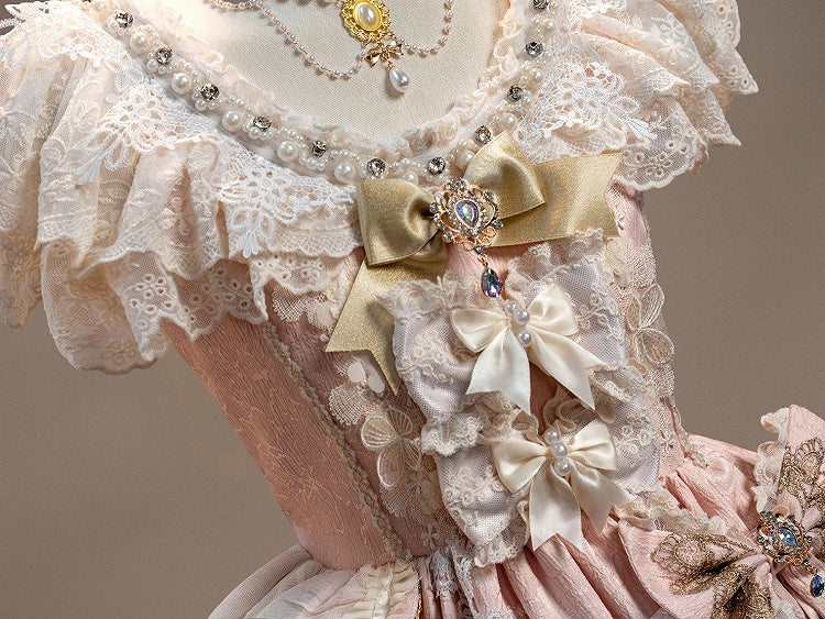 Perlenschleife Akzente Kleid Strass Lolita Pink Prinzessin und