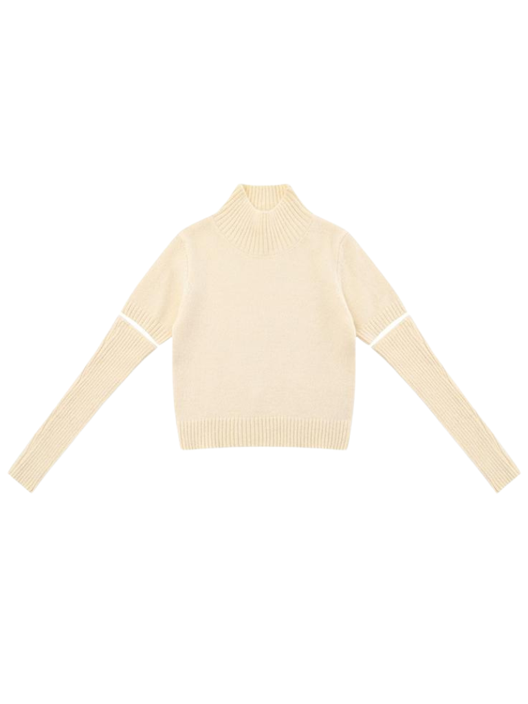 セーターニットタートルネックワンピーストップスハーフツー